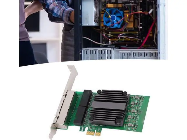Alt view image 3 of 7 - PCIe X1 4 Port Network Card, 82571 Chip Gigabit Ethernet Adapter with 4 RJ45 Ports, for Industrial PCs and Servers