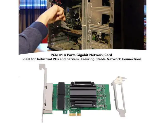 Alt view image 3 of 7 - Yunseity PCIe X1 4 Port Network Card, Gigabit Ethernet Adapter with 82571 Chip and 4 RJ45 Ports, for Industrial PCs and Servers