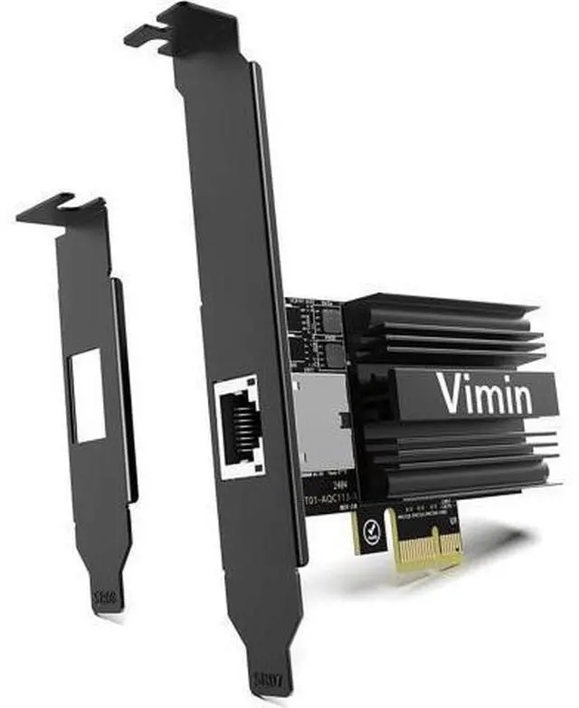 Main image of 10G PCIE4.0×1 Network Card, Marvel AQC113 Controller, VIMIN 10Gb Base-T Ethernet Adapter Card Compatible with PCI Express X1,X4,X8,X16, 10G NIC RJ45 Port Support Windows/Windows Server/Linux/VMware