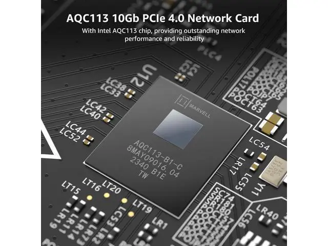 Alt view image 3 of 7 - 10G PCIE4.0×1 Network Card, Marvel AQC113 Controller, VIMIN 10Gb Base-T Ethernet Adapter Card Compatible with PCI Express X1,X4,X8,X16, 10G NIC RJ45 Port Support Windows/Windows Server/Linux/VMware