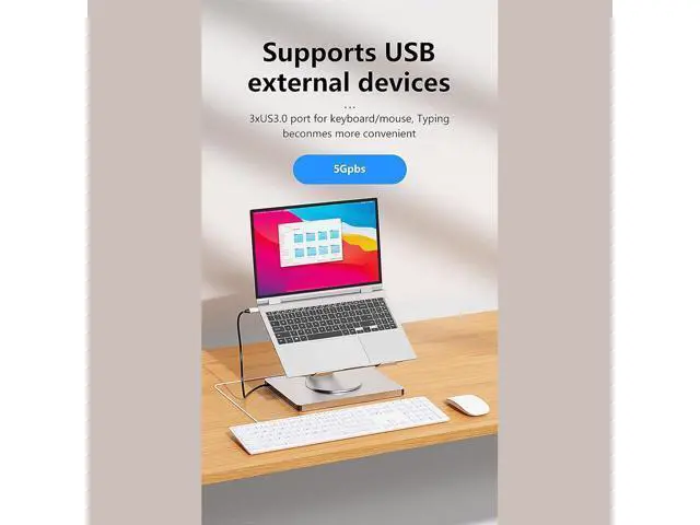 Alt view image 4 of 7 - 10 in 1 Laptop Expansion Adapter with 3 USB3.0 Port 4K60Hz Output Slip Laptop Holder Stand Enhances Stability Rotating Stand