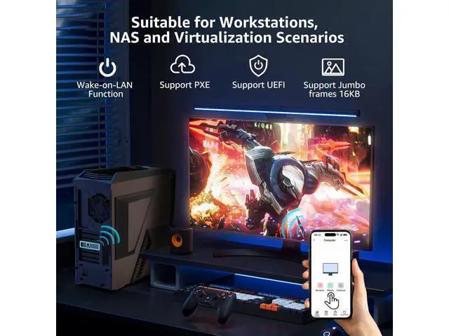 Alt view image 5 of 7 - 10G PCIE4.0×1 Network Card, Marvel AQC113 Controller, VIMIN 10Gb Base-T Ethernet Adapter Card Compatible with PCI Express X1,X4,X8,X16, 10G NIC RJ45 Port Support Windows/Windows Server/Linux/VMware