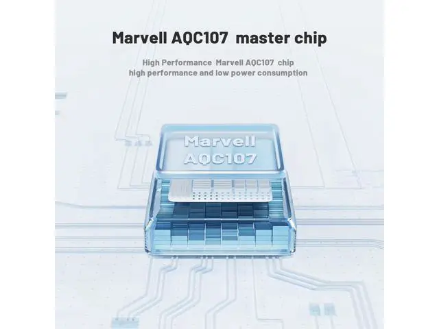 Alt view image 2 of 7 - 10 Gb Network Card with Marvell AQC107 Chip Single Port,PCIE Ethernet Card Network Adapter 1 RJ45 Port LAN Network Adater Controller Support WOLPCIE X4