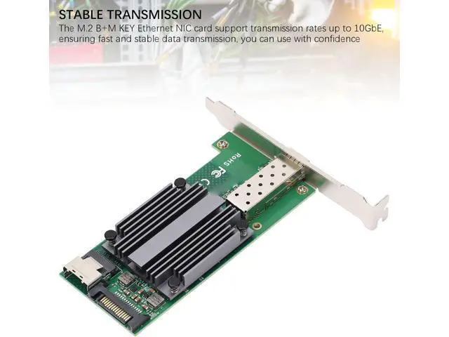 Alt view image 5 of 7 - Ethernet NIC Card, M.2 to 10Gb Ethernet Network Adapter B M Key 82599 1 Sfp Industrial Network Card for Server and Control Systems Win8 10 and More Supported
