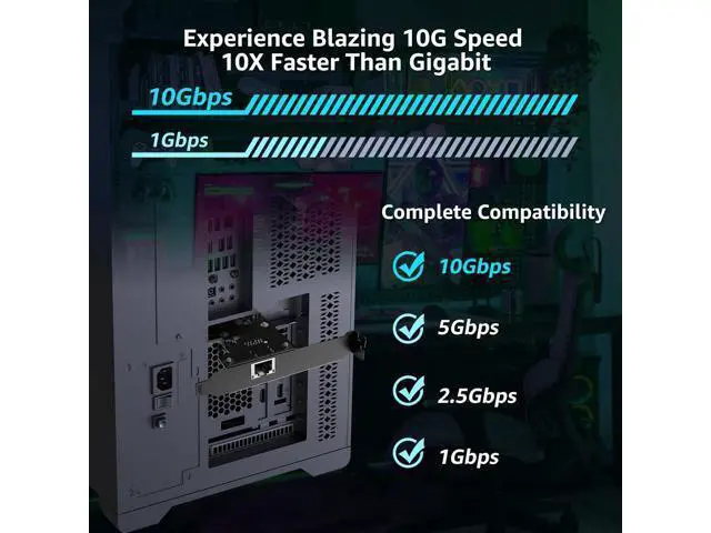Alt view image 2 of 7 - 10G PCIe Network Card, YuanLey 10G Base-T Ethernet Card with Marvell AQC113 Conrtoller, PCIE to 10Gb RJ45 Ethernet Adapter NIC Compatible with PCI Express X1,X4,X8,X16, for Windows 10/11, Linux OS