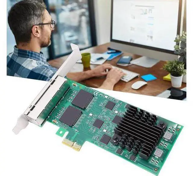 Alt view image 2 of 7 - Gigabit Network Card, PCIe 2.1 x1 Ethernet Adapter with 4 RJ45 Ports, for Server Desktop and Industrial Applications