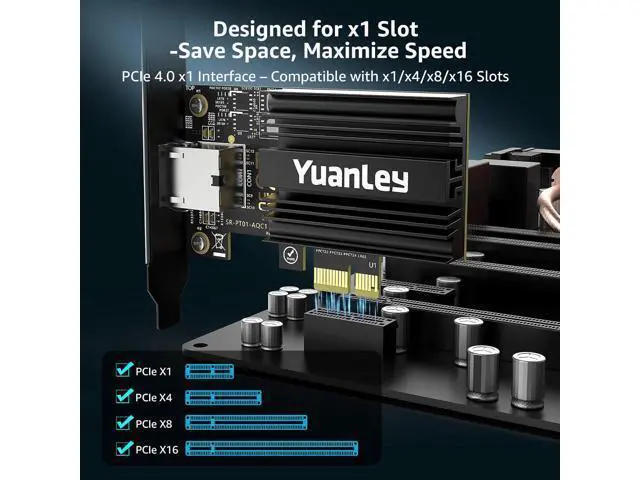 Alt view image 5 of 7 - 10G PCIe Network Card, YuanLey 10G Base-T Ethernet Card with Marvell AQC113 Conrtoller, PCIE to 10Gb RJ45 Ethernet Adapter NIC Compatible with PCI Express X1,X4,X8,X16, for Windows 10/11, Linux OS