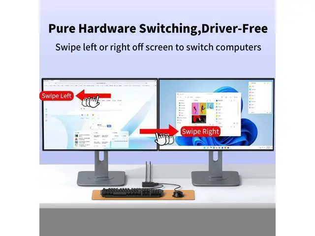 Alt view image 4 of 7 - USB Switch for 1 Laptop and 1 Desktop Share Mouse & Keyboard, Driver Free, Cross Screen Switching, for Mac Windows Linux Cross System Switching