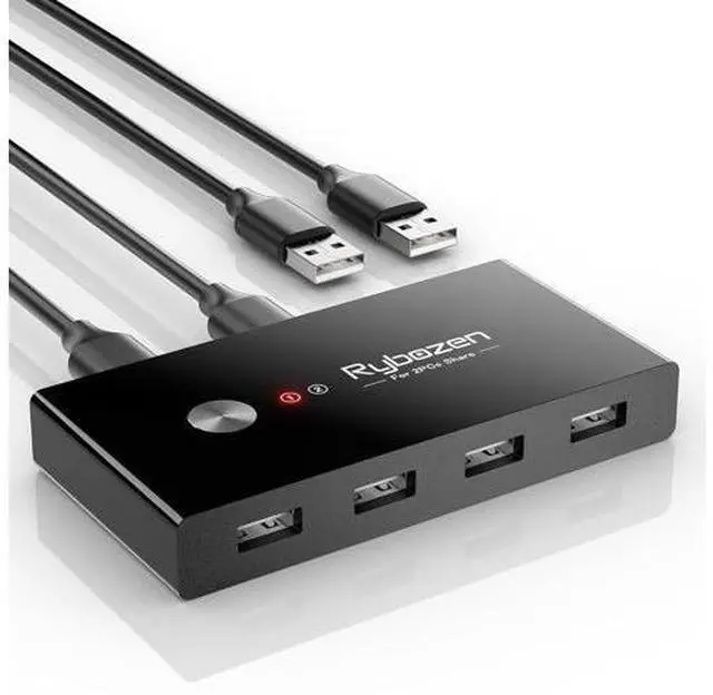 Main image of USB Sharing Switch, Two Computers Share Keyboard, Mouse, USB Disk and Printer, 2 Input and 4 Output Key Switch