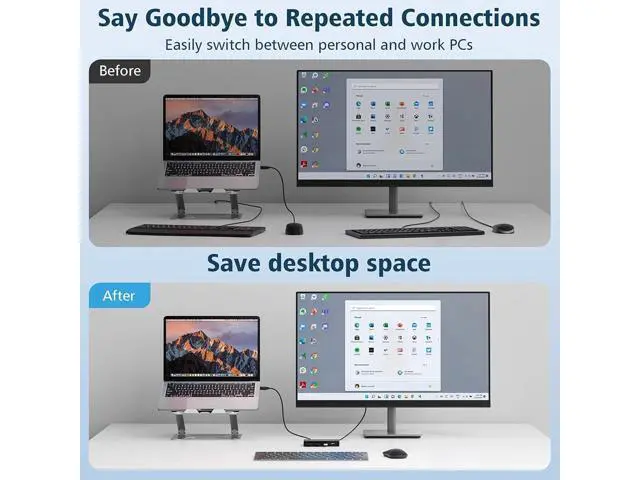 Alt view image 3 of 6 - USB Sharing Switch, Two Computers Share Keyboard, Mouse, USB Disk and Printer, 2 Input and 4 Output Key Switch