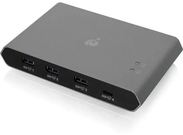 Main image of IOGEAR USB-C 2 Port Switch - Transfer Files Between PC & Mac OS X - 3 USB-A - 1 USB-C - Switch Method Remote - Mouse or Hotkey - LED Indicator - USB-C 85W Pass Through - GUS4C2