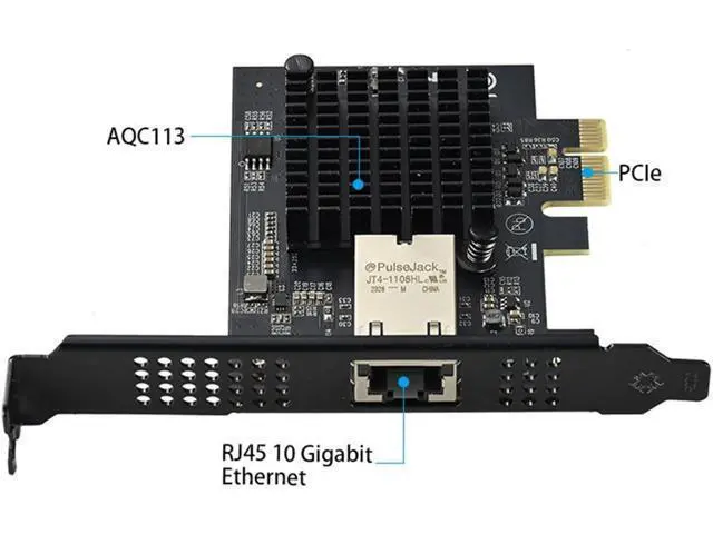 Alt view image 7 of 7 - Single Port RJ45 Networking Card PCIE Adapter 1G / 2.5.0G / 5.0G / 10Gbps Gigabit Ethernet Card