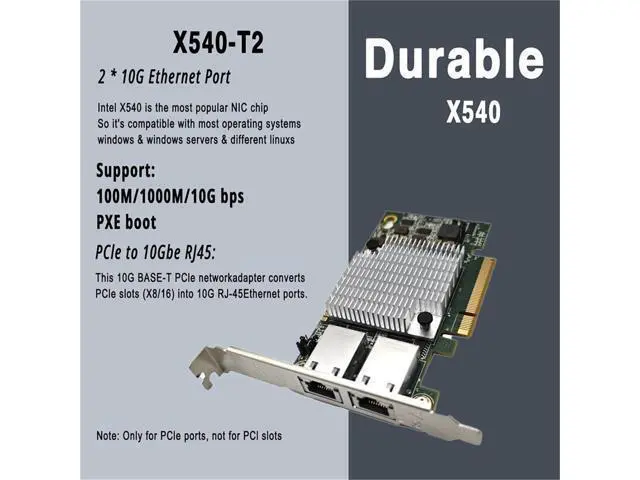 Alt view image 3 of 5 - 10G X540-T2 Ethernet Network Card Double Port Copper RJ45 Chipset PCIe x8 10G Port Support for NAS Extend Adapter