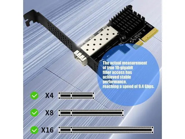 Alt view image 3 of 7 - 10G SFP+ Ethernet Card, PCIe Adapter with Single Port, Supports Wake on LAN and Large Frame, for Server Workstation NAS