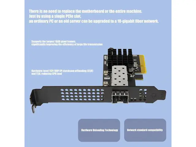 Alt view image 6 of 7 - 10G SFP+ Ethernet Card, PCIe Adapter with Single Port, Supports Wake on LAN and Large Frame, for Server Workstation NAS