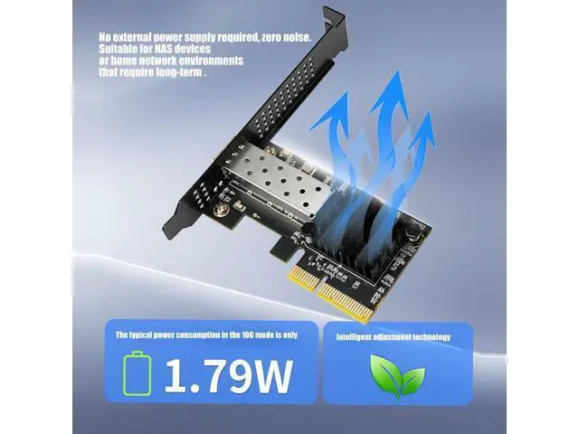 Alt view image 7 of 7 - 10G SFP+ Ethernet Card, PCIe Adapter with Single Port, Supports Wake on LAN and Large Frame, for Server Workstation NAS