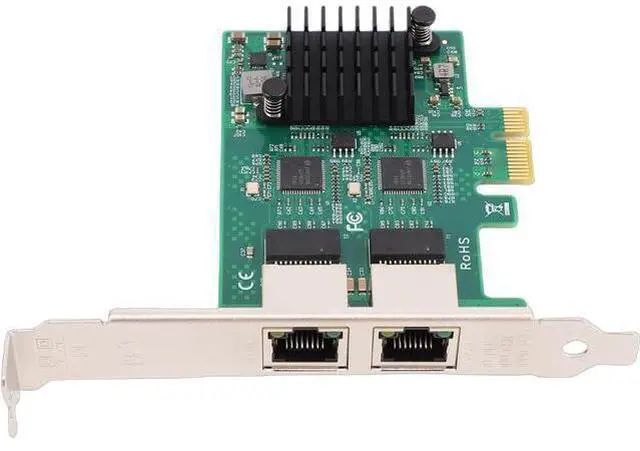 Main image of Gigabit Network Card Dual RJ45 Ports 10/100/1000Mbps PCIe Ethernet Adapter, Gold Plated Connector with Heatsink for Desktop PC, Wired High Speed Network Card for Gaming Server