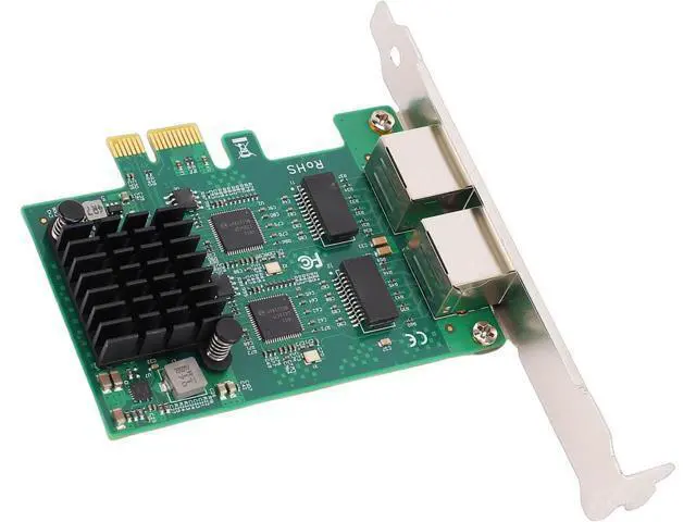 Alt view image 3 of 7 - Gigabit Network Card Dual RJ45 Ports 10/100/1000Mbps PCIe Ethernet Adapter, Gold Plated Connector with Heatsink for Desktop PC, Wired High Speed Network Card for Gaming Server