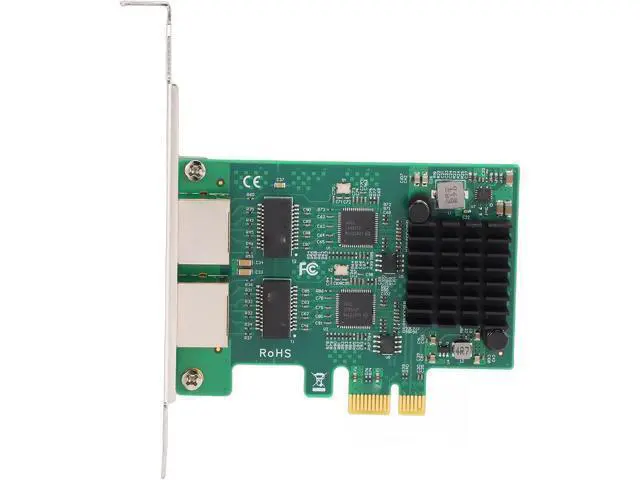 Alt view image 6 of 7 - Gigabit Network Card Dual RJ45 Ports 10/100/1000Mbps PCIe Ethernet Adapter, Gold Plated Connector with Heatsink for Desktop PC, Wired High Speed Network Card for Gaming Server