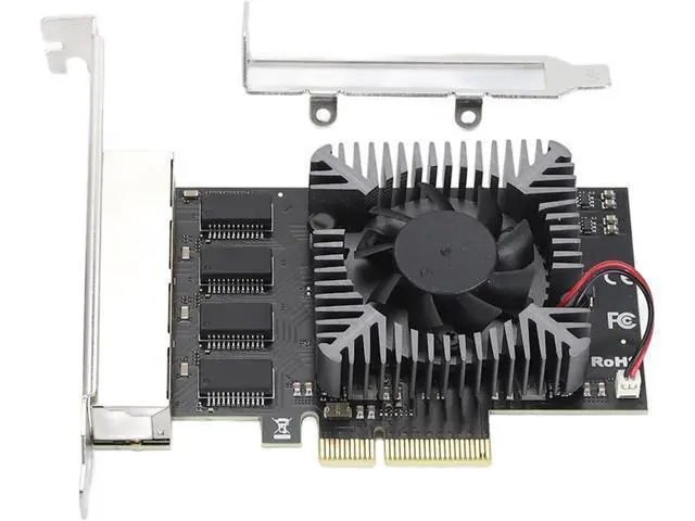 Alt view image 2 of 7 - 4 Port PCIe Ethernet Network Card, 100/1000/2500Mbps PCI LAN Card, Gigabit Ethernet Interface Adapter with 8 LED Indicators, RJ45, X4,X8,X16 Slot, for Linux for