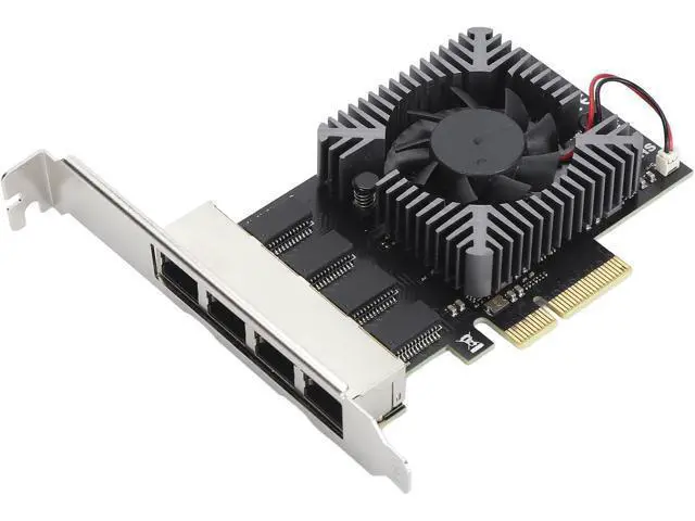 Alt view image 6 of 7 - 4 Port PCIe Ethernet Network Card, 100/1000/2500Mbps PCI LAN Card, Gigabit Ethernet Interface Adapter with 8 LED Indicators, RJ45, X4,X8,X16 Slot, for Linux for