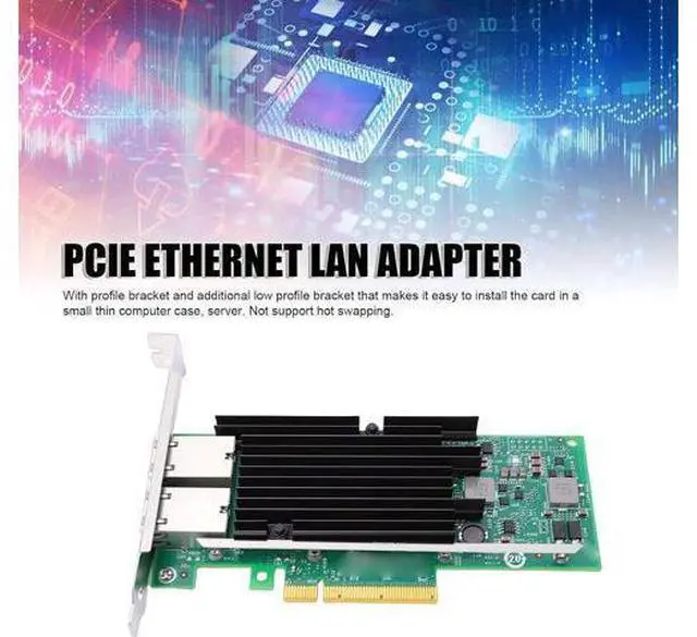 Alt view image 2 of 7 - ciciglow X540T2 Dual Port 10 G b E Network Card, PCIe 3.0 X8 RJ45 Ethernet Adapter with Profile Bracket, for W Server Data Center
