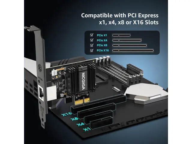 Alt view image 5 of 7 - NICGIGA 10Gb PCIe 4.0 x1 Network Card, Realtek RTL8127 Ethernet Adapter. | 10G/5G/2.5G/1G RJ45 Multi-Gigabit LAN NIC, Support Windows 10/11/Server, Linux, NAS, Low Profile Bracket