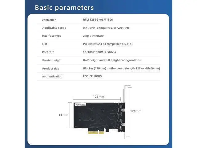Alt view image 3 of 7 - 2.5Ggb Gigabit Network Card PCIe X4 Quad-Port 2500Mbps Ethernet Adapter - with RTL8125B Chip 4 RJ45 Ports LAN NIC Cards, Support ESXi, Soft Routing, PXE Boot, Network Aggregation Server