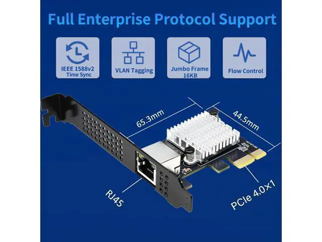 Alt view image 3 of 7 - 10G PCIe Network Card with Single Port PCIe 4.0 X1 RJ45,10 Gigabit Ethernet Adapter with Realtek8127(PXE) Multi-Gigabit Network Speeds 10G/5G/2.5G/1Gbps for Servers PCs Windows Linux