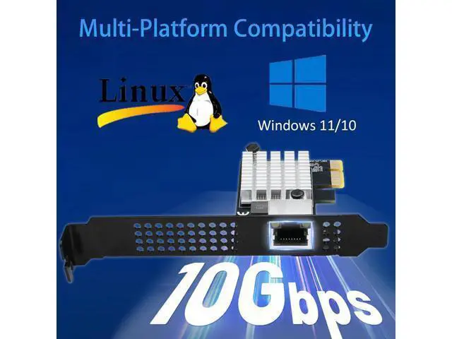 Alt view image 5 of 7 - 10G PCIe Network Card with Single Port PCIe 4.0 X1 RJ45,10 Gigabit Ethernet Adapter with Realtek8127(PXE) Multi-Gigabit Network Speeds 10G/5G/2.5G/1Gbps for Servers PCs Windows Linux