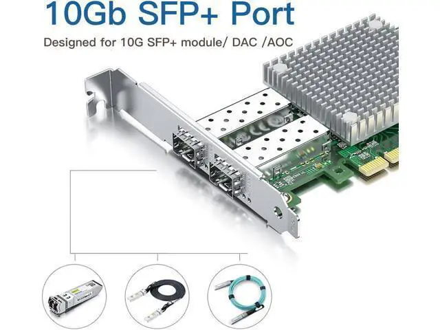 Alt view image 3 of 7 - 10Gb Ethernet Network Adapter Card with 2 Pack 10G SFP+ SR Multimode Transceiver, Dual SFP+ Port NIC with Broadcom BCM57810S Controller, PCI Express X8,