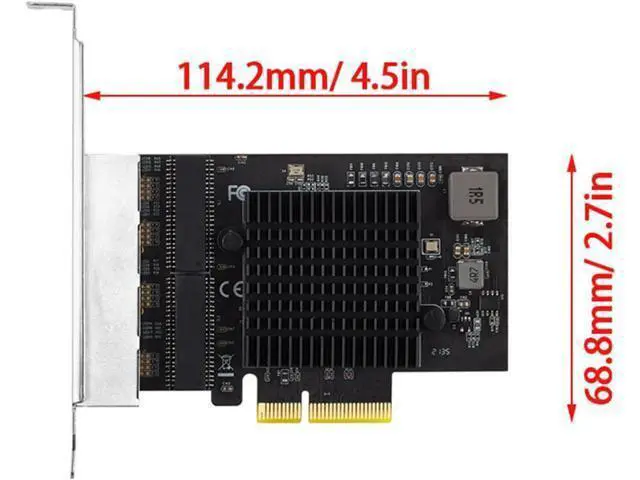 Alt view image 7 of 7 - 2.5 Gigabit 4 Port PCIe RJ45 10/100/1000/2500Mbps 8125B Chip 4 Port Gigabit Networking Card Adapter for Desktop