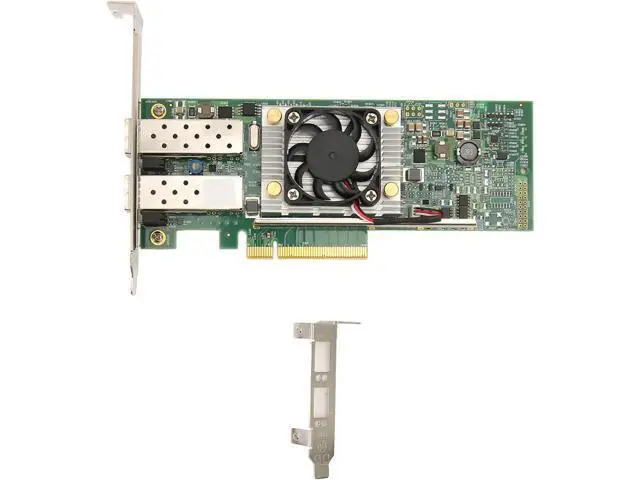 Alt view image 7 of 7 - 10Gb PCIE NIC Network Card, Dual SFP Port, with BCM57810 Controller, PCIe X8 Ethernet Converged Network Adapter with Cooling Fan, Fast Heat Dissipation