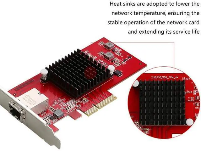 Alt view image 4 of 7 - PCIExpress3.0 Ethernet Card for Desktop 10G 5Gbps 2.5Gbps Multiple Gigabit Networking Adapters Stable Performances