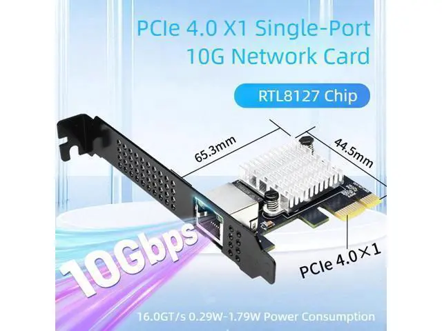 Alt view image 5 of 7 - 10Gbps PCIE4.0 to RJ45 Networking Card RTL8127 Chip Gigabit Ethernet PCIE Adapter 10000Mbps for PC Desktop