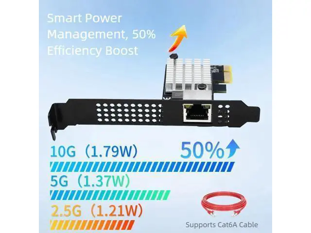 Alt view image 7 of 7 - 10Gbps PCIE4.0 to RJ45 Networking Card RTL8127 Chip Gigabit Ethernet PCIE Adapter 10000Mbps for PC Desktop