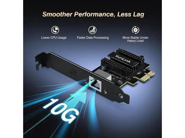 Alt view image 5 of 7 - 10Gb PCIe Network Card, VunLink 10GbE RJ45 Ethernet Card with Realtek RTL8127AT, Multi-Gig 10G/5G/2.5G/1G NIC Adapter for PC, NAS & Server, PCIe 4.0 x1, Windows 10/11/Linux