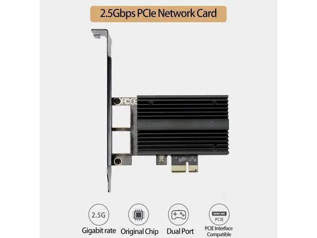 Alt view image 2 of 7 - PCIe Network Card 2.5Gbps Dual Port I226-V Chip Gigabit Ethernet Adapter RJ45 LAN Card for Desktop Server PC Aluminum Alloy Includes Low Profile Bracket
