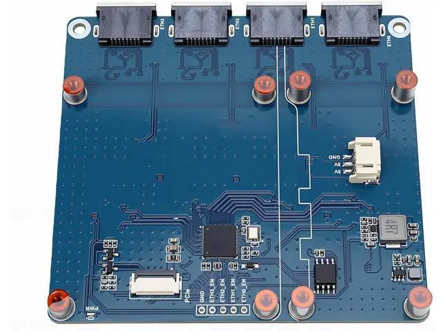Alt view image 6 of 7 - Fabater 4 Port Gigabit PCIe Network Adapter, 4 Port RJ45 Network Adapter with Green and Yellow Status Indicators, Plug and Play No Driver Required for Pi 5