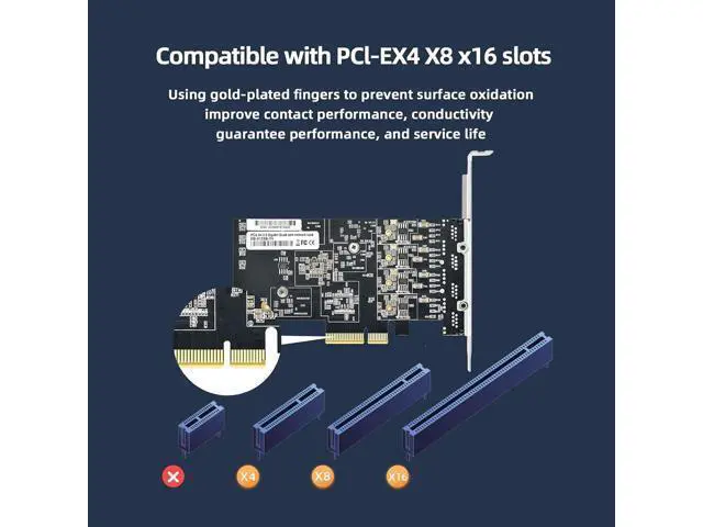 Alt view image 5 of 7 - Quad-Port 2.5gb Gigabit Network Card with RTL8125B PCIe X4 Ethernet Adapter 4*RJ45 Port LAN INC Cards Support ESXi, Soft Routing, PXE Boot, Network Aggregation Server
