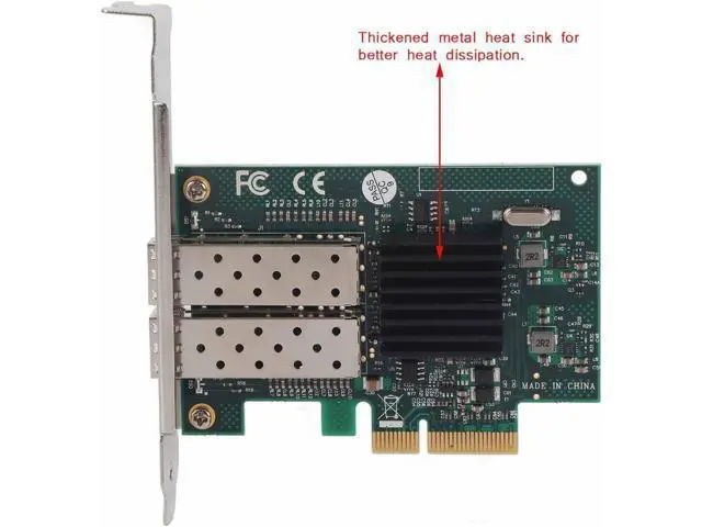 Alt view image 5 of 7 - Dual Port Gigabit Fiber Network Card Adapter, PCI E X4 Interface, 82576EB Chip, 10/100/1000 Mbps, Gold Plated for Fast Transmission, Thickened Metal Heat Sink, Wide