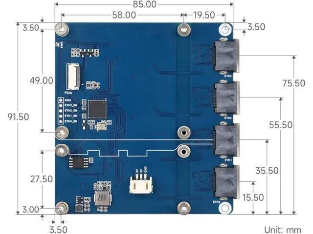 Alt view image 4 of 7 - Jiawu Network Card, 4 Port PCIE x1 Gigabit Base, RTL8153 Chip 1000Mbps PCIe Express Ethernet Adapter with RJ45 Port, LED Indicator, Support for RasPi 5, Driver Free, Plug and Play