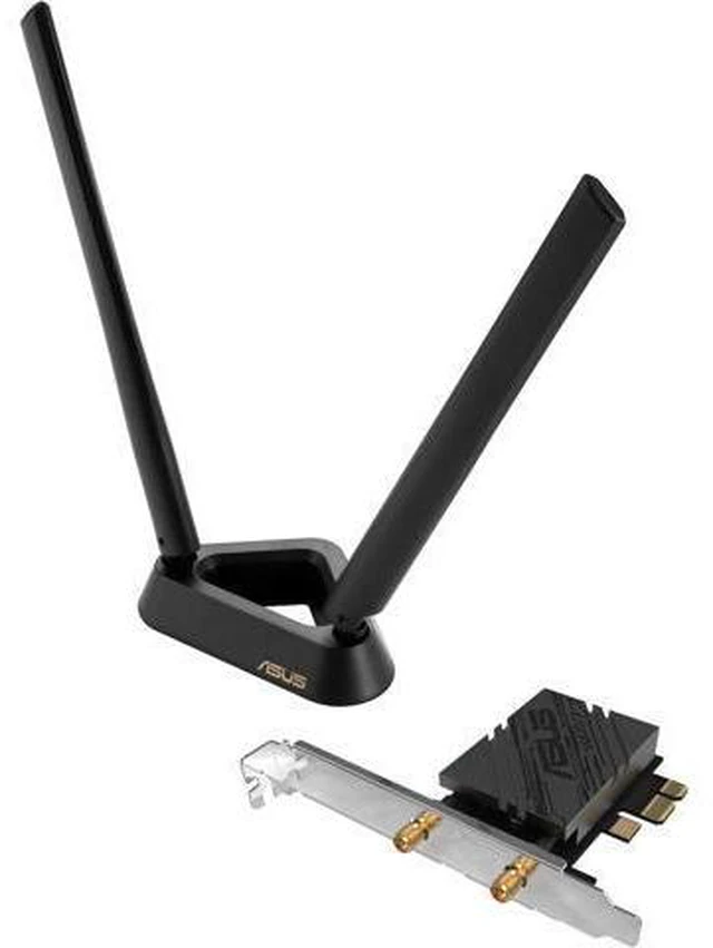 Main image of ASUS PCE-BE92BT WiFi 7 PCI-E Adapter with 2 External Antennas. Supporting 6GHz Band, 320MHz, Bluetooth 5.4, WPA3 Network Security, OFDMA and MU-MIMO, only Compatible with Intel motherboards