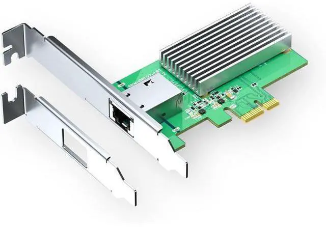 Main image of 10Gb PCIe 4.0 x1 Network Card 10GBase-T RJ45 LAN NIC Adapter | RTL8127AT chip, aluminum heatsink,, full-height and low-profile brackets for PC, NAS, servers