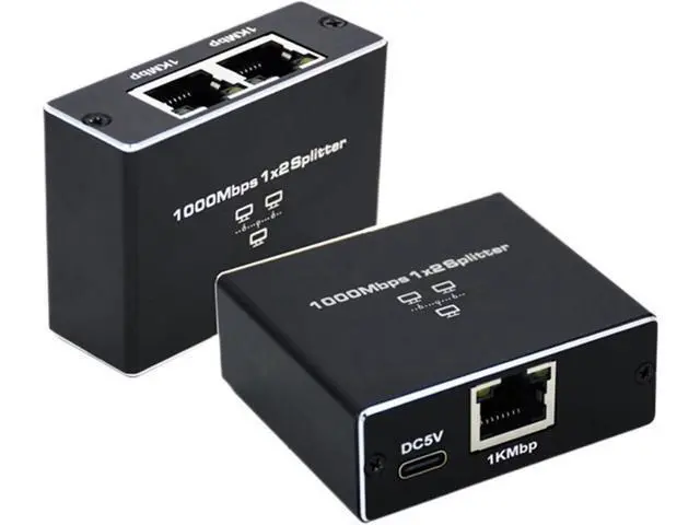 Alt view image 2 of 5 - Ethernet Splitter 1 to 2 Gigabit Network Card High Speed 1000mbps Rj45 Ethernet Splitter Adapter Network Extension Connector