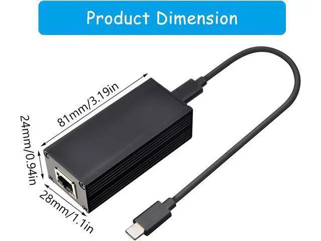 Alt view image 3 of 7 - 1000Mbps Gigabit PoEs Ethernet Adapter Type C to RJ45 Converters for Data Transmission PoEs Ethernet Adapter