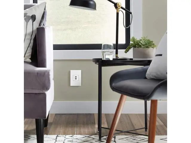 Alt view image 4 of 5 - Legrand Adorne USB Outlet, Type A Module, Full Size, 3.1/6.0A, White, ARUSB2AA6W4