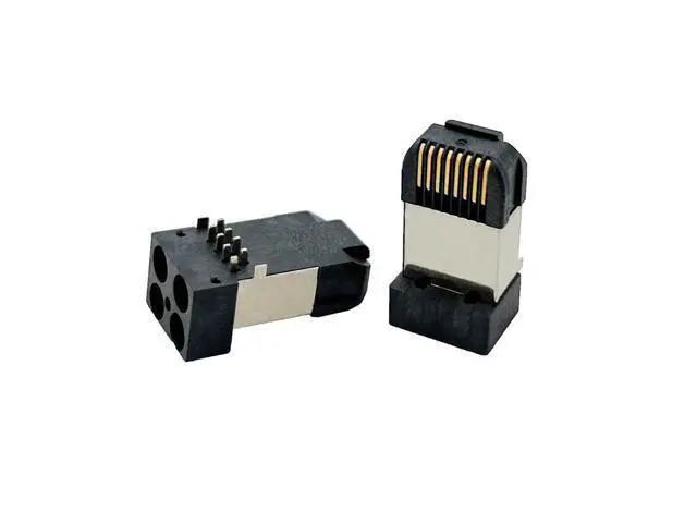 Alt view image 2 of 7 - RJ45 Network Connector Modular Plug, cat.5e 8-Pin Ethernet Plug with Gold-Plated Contacts, Black Housing for PCB 10PCS per Bag