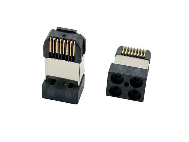 Alt view image 4 of 7 - RJ45 Network Connector Modular Plug, cat.5e 8-Pin Ethernet Plug with Gold-Plated Contacts, Black Housing for PCB 10PCS per Bag