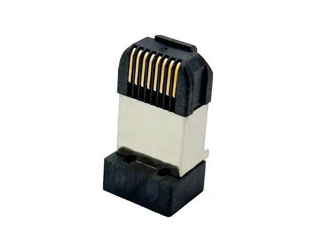 Alt view image 5 of 7 - RJ45 Network Connector Modular Plug, cat.5e 8-Pin Ethernet Plug with Gold-Plated Contacts, Black Housing for PCB 10PCS per Bag
